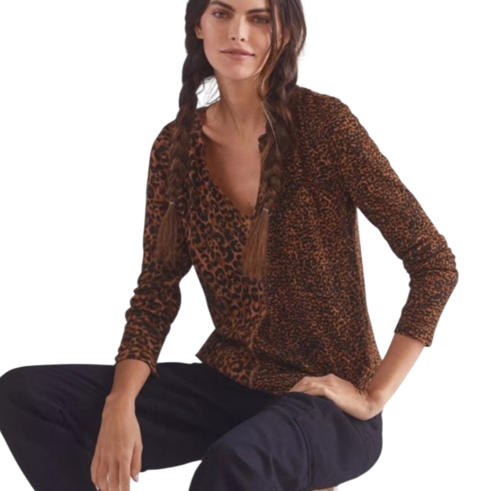 Anthropologie Pilcro Animal Print Thermal Long Sleeve